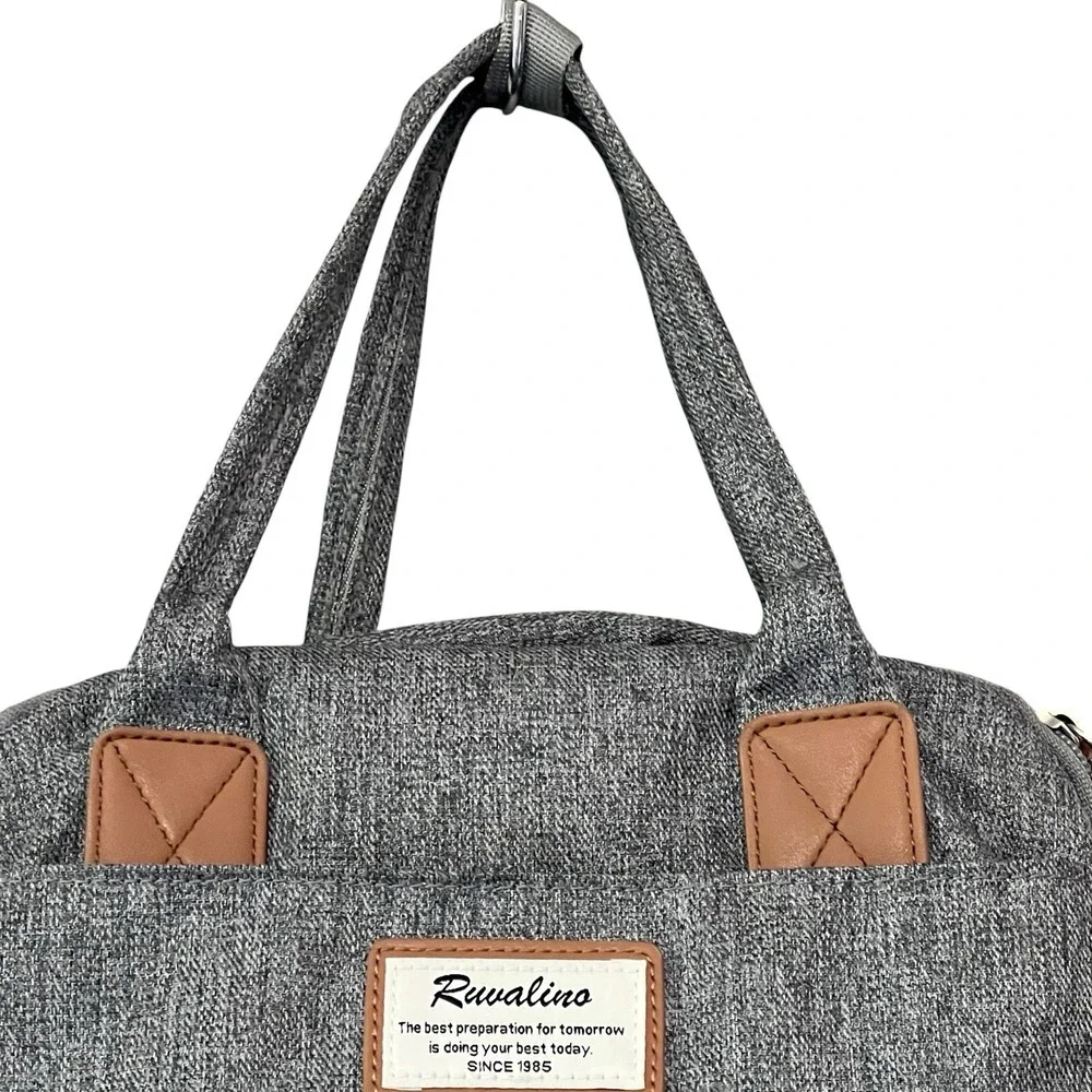 Ruvalino Baby Diaper Bag Backpack Gray Unisex Zip Compartments Multi-Pockets